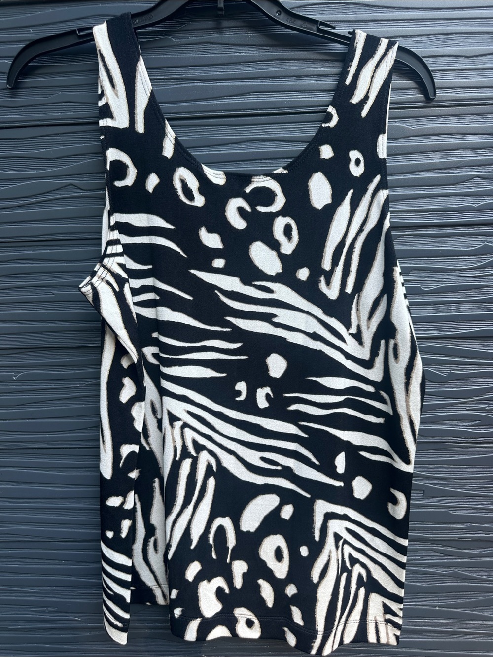 Chico's Black and Cream Animal Print Tank Top